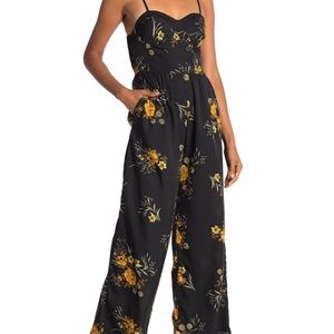 Black Jumpsuit w/ yellow and orange flowers